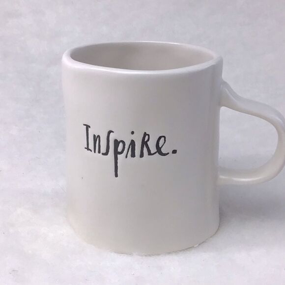 Rae Dunn by Magenta White 4” tall “Inspire” Black Script Mug - Picture 1 of 10